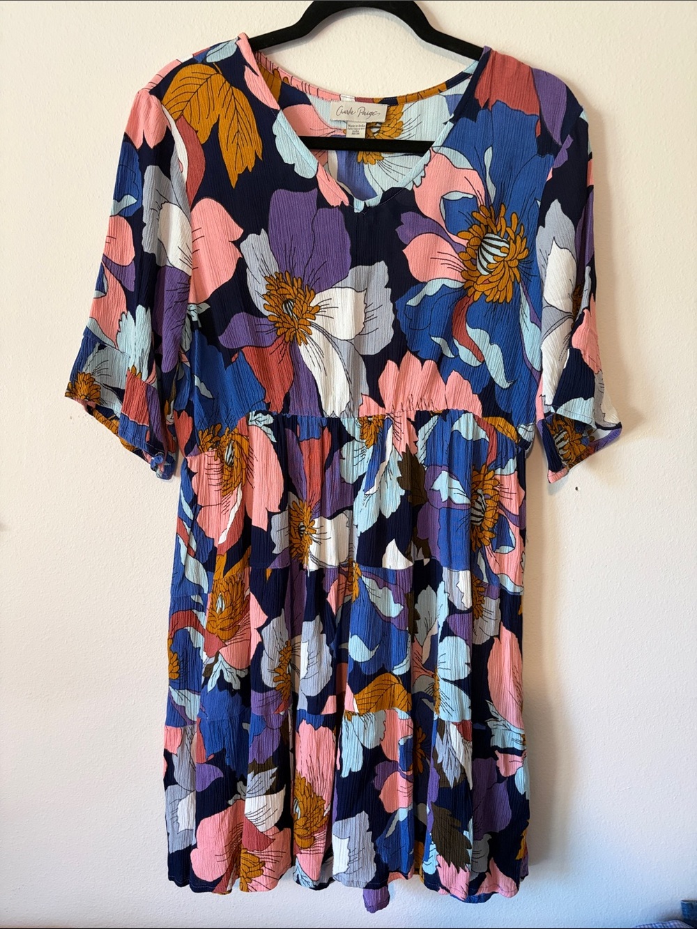 Charlie Paige Multicolor Floral Scoop Neck Dress